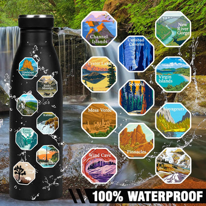 63 National Park Sticker Set,Outdoor Nature Adventure Hiking Inspiration Waterproof Stickers,Used for Water Bottles,Computers,Refrigerators,National Park Stickers of the USA