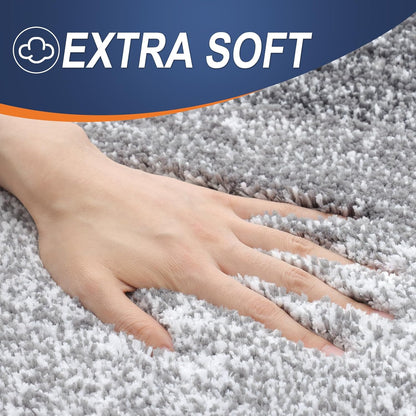 Bathroom Rug Set 2 Piece, Soft Absorbent Microfiber Bath Rug Set, Non-Slip, Machine Wash Dry, Plush Shaggy Bath Mats for Bathroom (30"X20"+24"X16", Grey)