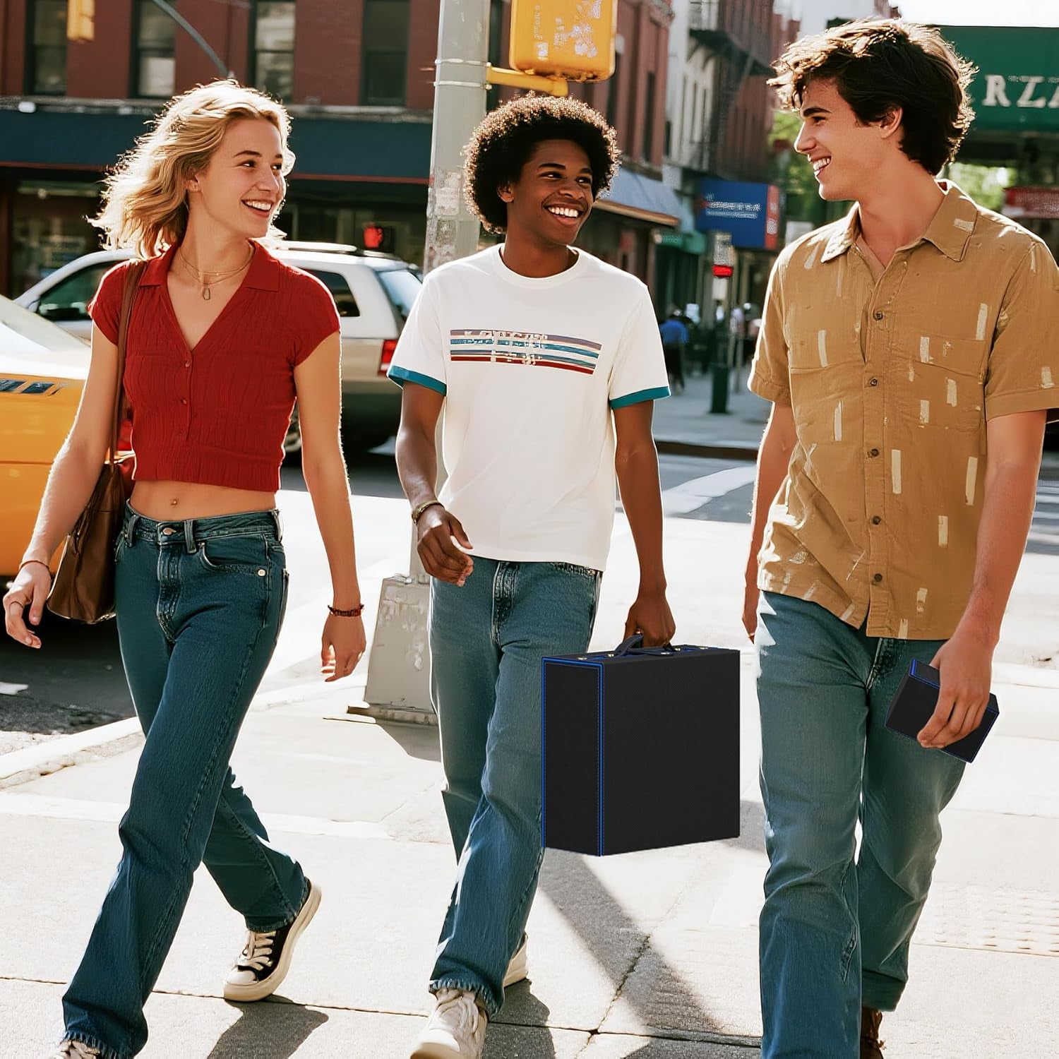 Card Deck Box for MTG with Small Case, 1800+ Commander Trading Card Storage Box with Portable Handle, Magnetic Deck Case Fits for Top Loader TCG, PTCG, Sports, Magic Cards, Black Blue