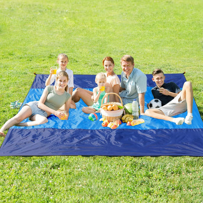 Beach Blanket Waterproof Sandproof, Extra Large 78" X 82" Beach Mat Oversized for 4-7 Adults, Portable Beach Accessories Lightweight Outdoor Blanket for Picnic, Travel, Camping, Hiking(Blue)