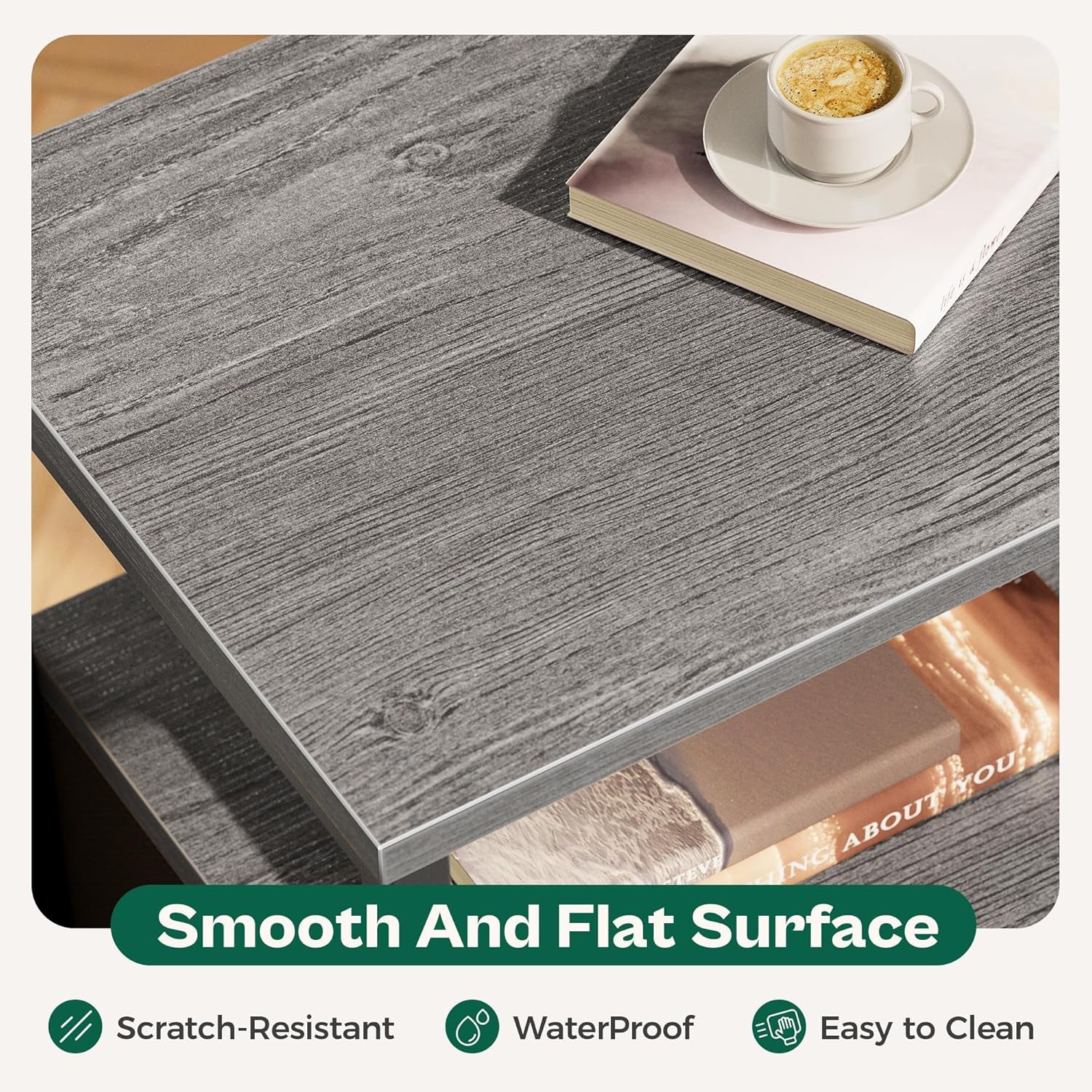 Set of 2 Nightstands with Fabric Drawers and Mesh Shelves, Grey Metal Frame Side Tables for Bedroom Storage