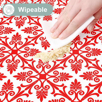 2 Pack 6 Foot Rectangle Picnic Tablecloth, Elastic Fitted Waterproof Table Cover, Windproof Washable Polyester Table Cloth for Camping, Indoor and Outdoor (Red, 30" X 72")