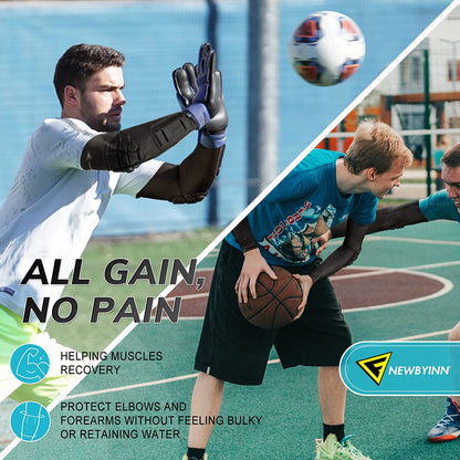 Padded Arm Sleeves 2 Pack, Elbow Forearm Crashproof Pads for Football Basketball Volleyball Soccer