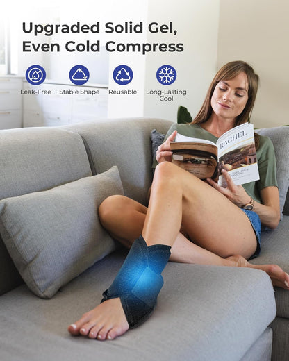 Ankle Ice Pack Wrap for Swelling, Plantar Fasciitis, Planters Facetious Relief, Reusable Ankle Brace Ice Pack, Cold Therapy Sock Compression for Achilles Tendonitis, Sore Feet, Foot & Heel