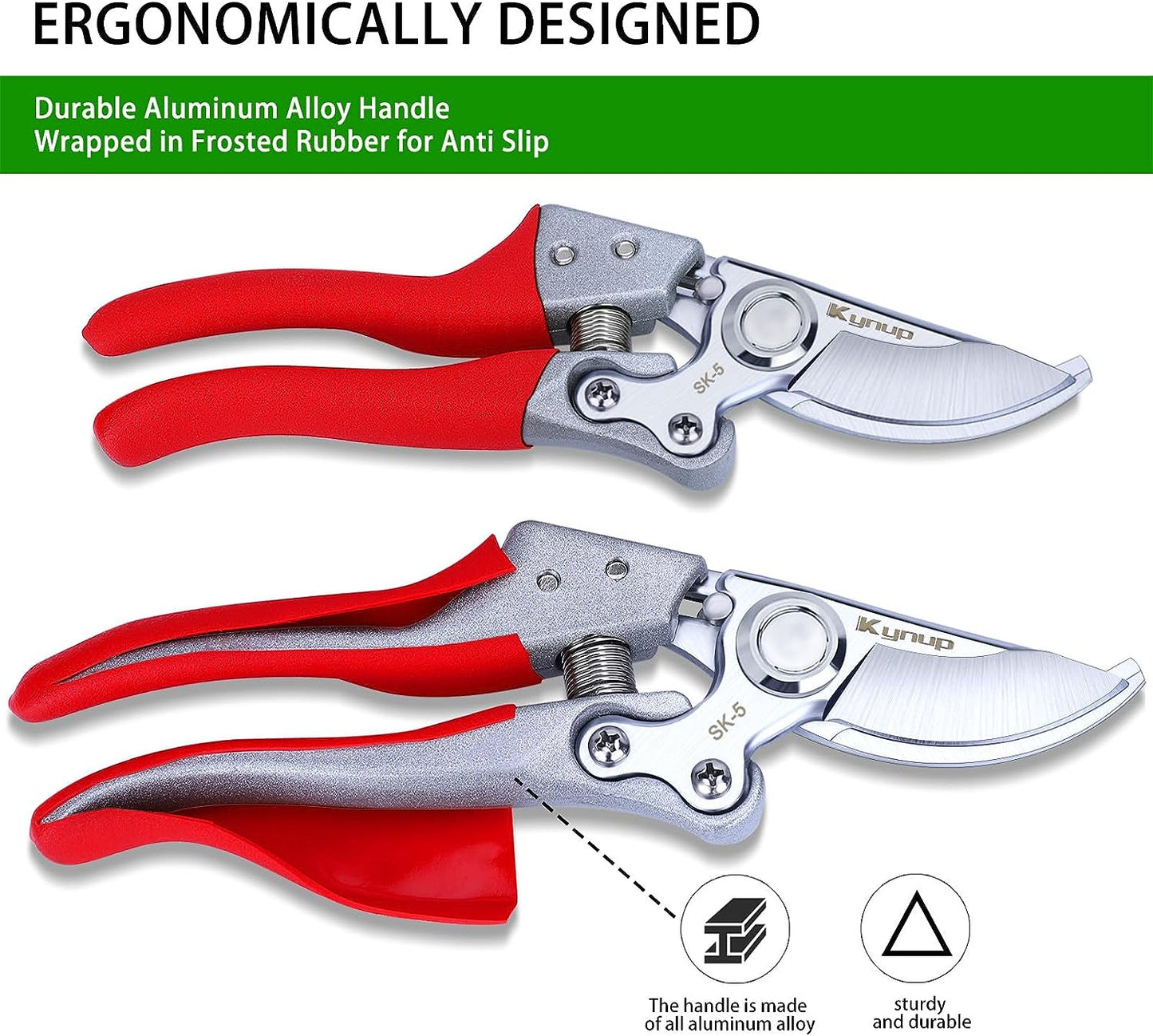 Pruning Shears, Gardening Scissors, Pruners for Gardening, Garden Grass Clippers Hand Hedge Shears, Heavy Duty Garden Tools(Red)