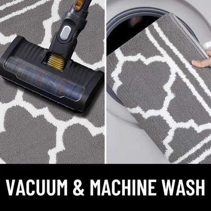 Indoor Door Mat 2 Pieces, Doormat for Entryway Size 32X20 and 30X17 in Grey 2 Item Bundle