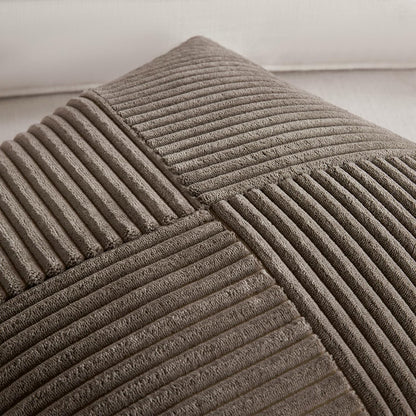 Set of 2 Dark Brown Boho Decorative Throw Pillow Covers 18X18 Inch with Diagonally Pattern for Living Room Couch Bed Sofa, Soft Textured Corduroy Aesthetic Farmhouse Home Decor 45X45 Cm