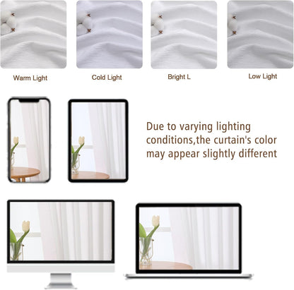 Chenille White Kitchen Curtains 36 Inch Length, Light Filtering Luxury Short Cafe Curtains, Velvet Rod Pocket Half Window Curtain for Bathroom Basement RV Camper, 30Wx36L Inch, 2PCS