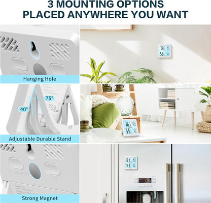 Digital Hygrometer Indoor Thermometer for House, Room Thermometer with 3S Fast Refresh & Max Min Records, Temperature Monitor Humidity Meter with Backlight, White