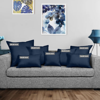 Throw Pillows Insert (Pack of 2, Navy) - 18 X 18 Inches Bed and Couch Pillows - Indoor Decorative Pillow