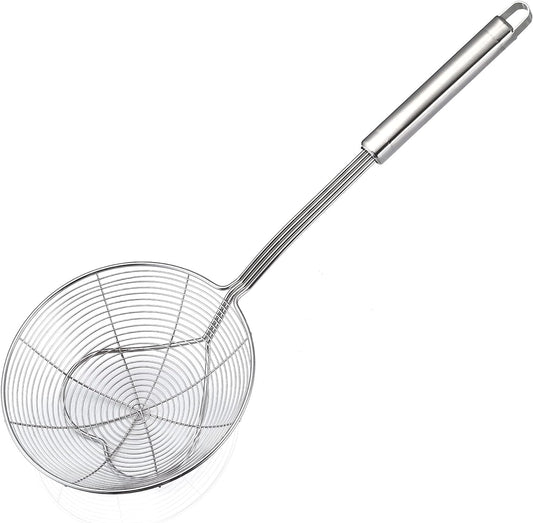 Strainer Skimmer Spoon for Cooking and Frying, 6.3 Inches Strainer with Handle Stainless Steel Kitchen Utensils Fryer Scoop Spoon