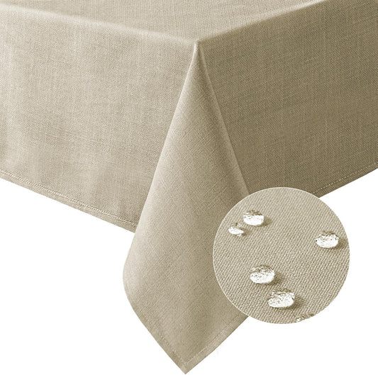 Linen Textured Table Cloths 54 X 54 Inch Premium Solid Tablecloth Spill-Proof Waterproof Table Cover for Dining Buffet Feature Extra Soft and Thick Fabric Wrinkle Free, Taupe