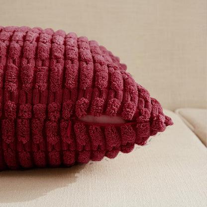 2 Packs Christmas Wine Red Decorative Throw Pillow Covers 18X18 Inch for Living Room Couch Bed Sofa, Modern Farmhouse Boho Home Decor, Soft Corduroy Burgundy Square Cushion Case 45X45 Cm