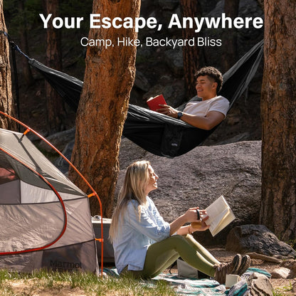 Camping Hammock 500 Lbs Capacity, Portable Hammocks with Tree Straps & Attached Carry Bag, Camping Essentials Gear, Perfect for outside Indoor Hiking Beach Backpack Travel