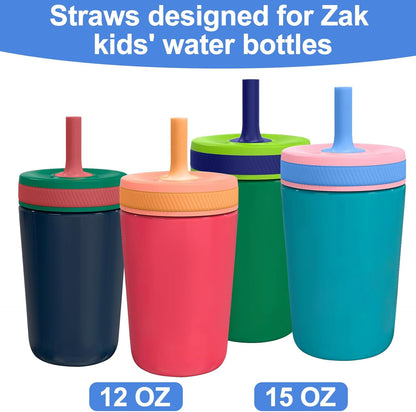 Straw Replacement Compatible with Zak Straw Cups,4Pcs 15 Oz Tumbler Water Bottle Reusable Silicone Straw Bpa-Free with Straw Cleaning Brush for Zak Designs Kelso 12 Oz Cups