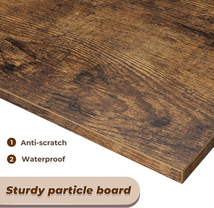 55-Inch TV Stand and Entertainment Center with Adjustable Shelves, Dual Cabinets, Solid Wood Feet, and Cord Management for Living Room and Bedroom in Rustic Brown Finish