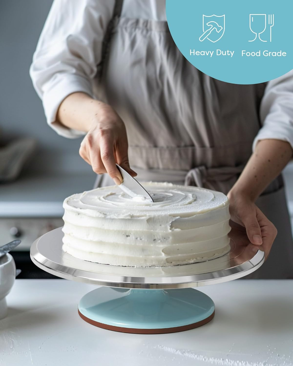 Aluminium Alloy Revolving Cake Stand 12 Inch Rotating Cake Turntable for Cake, Cupcake Decorating Supplies