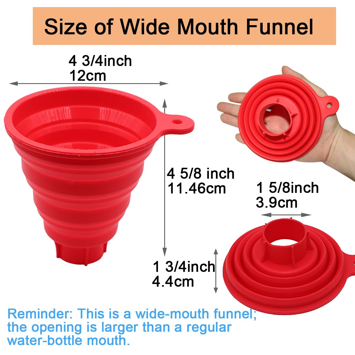 Silicone Collapsible Wide Mouth Funnel for Jars, Foldable Large Canning Funnel for Wide Mouth Jar, Food Grade Silicone Transferring Tool for Liquid Oil Jam Solid Seasoning Bean