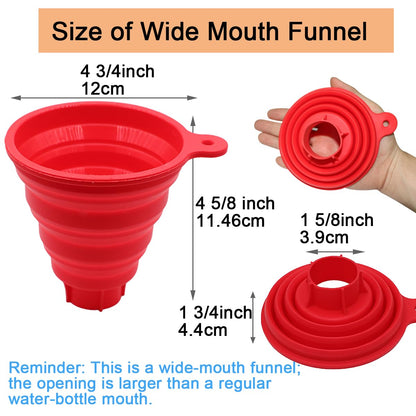 Silicone Collapsible Wide Mouth Funnel for Jars, Foldable Large Canning Funnel for Wide Mouth Jar, Food Grade Silicone Transferring Tool for Liquid Oil Jam Solid Seasoning Bean