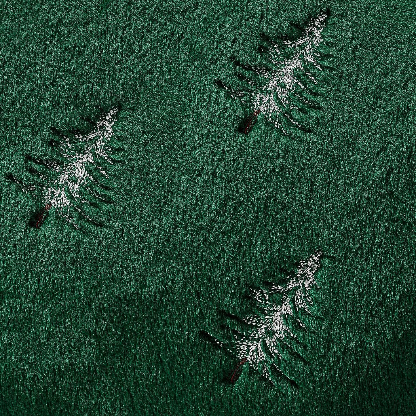 Christmas Decorative Pillow Covers Set of 2 Faux Fur Throw Pillows with Embroidered Christmas Tree 18X18 Inch Green White Winter Couch Covers for Festival Sofa Bedroom Living Room Home Decor