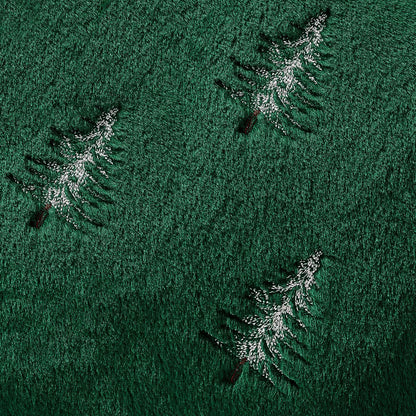 Christmas Decorative Pillow Covers Set of 2 Faux Fur Throw Pillows with Embroidered Christmas Tree 18X18 Inch Green White Winter Couch Covers for Festival Sofa Bedroom Living Room Home Decor