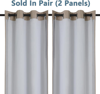 2 Panels 100% Blackout Curtain Liners with 13 Rings, 100% Darkening Blackout Liner for 63 Inch Curtains, Each 40" Wx58 L, 2 Liners per Set with 14 Pieces Rings