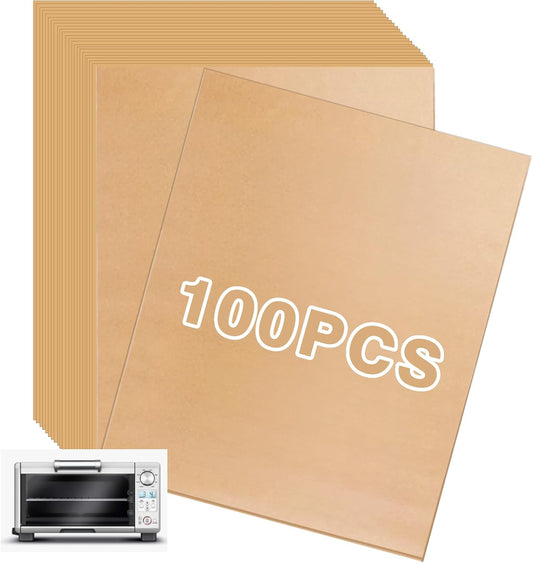 Air Fryer Paper Liners, 100 PCS Unbleached Parchment Paper Air Fryer Liners Disposable Compatible with Breville Mini Smart Oven BOV450 Air Fryer Accessories Non-Stick Baking Sheets