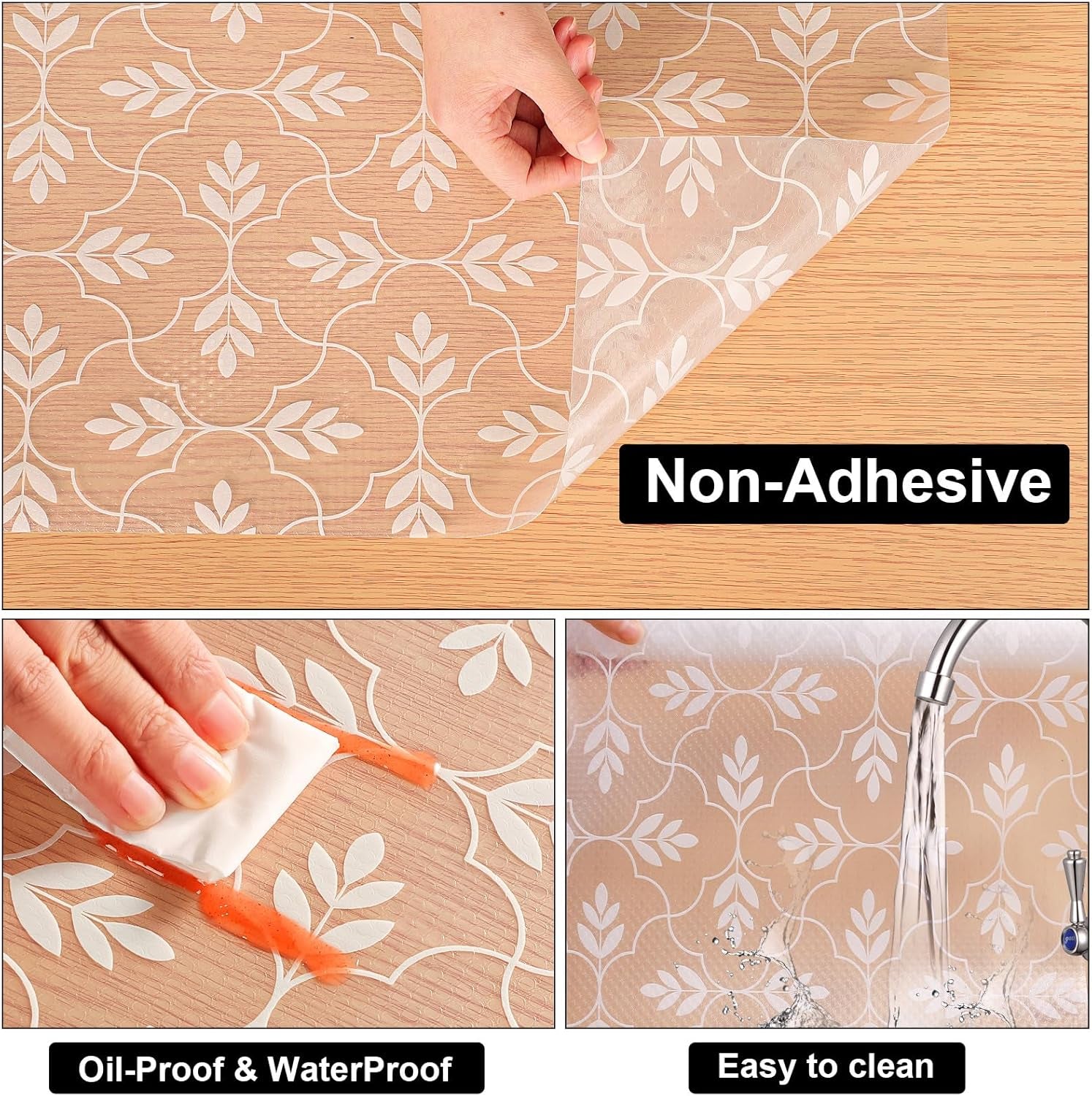 Shelf Drawer and Cabinet Liner, Washable Oil-Proof Shelf Liners for Kitchen Cabinets, Shelves, Refrigerator, Non-Adhesive Drawers Mats(Transparent, 11.8 X 118 Inch)