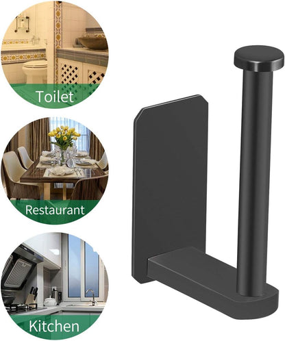 Self Adhesive Toilet Paper Holder Kitchen Washroom Adhesive Toilet Roll Holder No Drilling for Bathroom Stick on Wall Stainless Steel Brushed Black