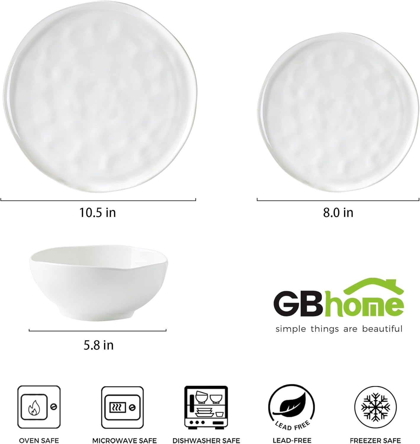 Ceramic Dinnerware Set for Four - 12-Piece Porcelain Dish Set, Lightweight and Scratch-Resistant, Oven, Microwave, and Dishwasher Safe in Angel White