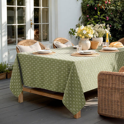 Sage Green Linen Table Cloth Rectangle Tablecloth Waterproof Spillproof Cross-Star Textured Table Cloth, Decorative Rustic Farmhouse Style for Dining/Party/Buffet/Wedding,52X70 Inch