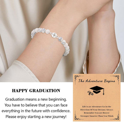 Graduation Compass Bracelets for Her Him,Graduation Gifts for Her,Natural Stone Beads Graduation Bracelet,College Graduation Gifts High School Graduation Gifts for Teen Girls