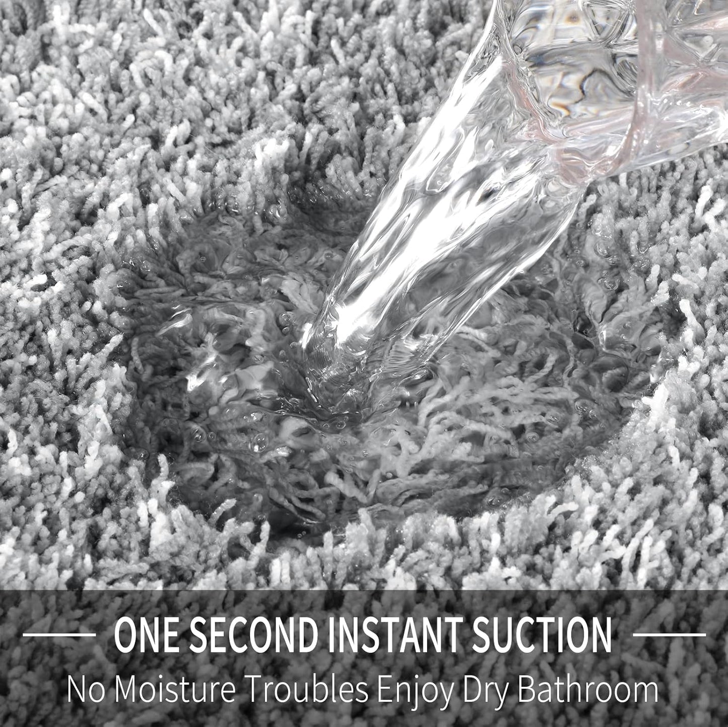 Fluffy Bath Rug Set,Shaggy Soft Non Slip Bathroom Rugs, Machine Washable,Thick Bathroom Floor Rugs for Shower Bath Mat,Water Absorbent, 24X17+32X20 Inches, Light Gray and White