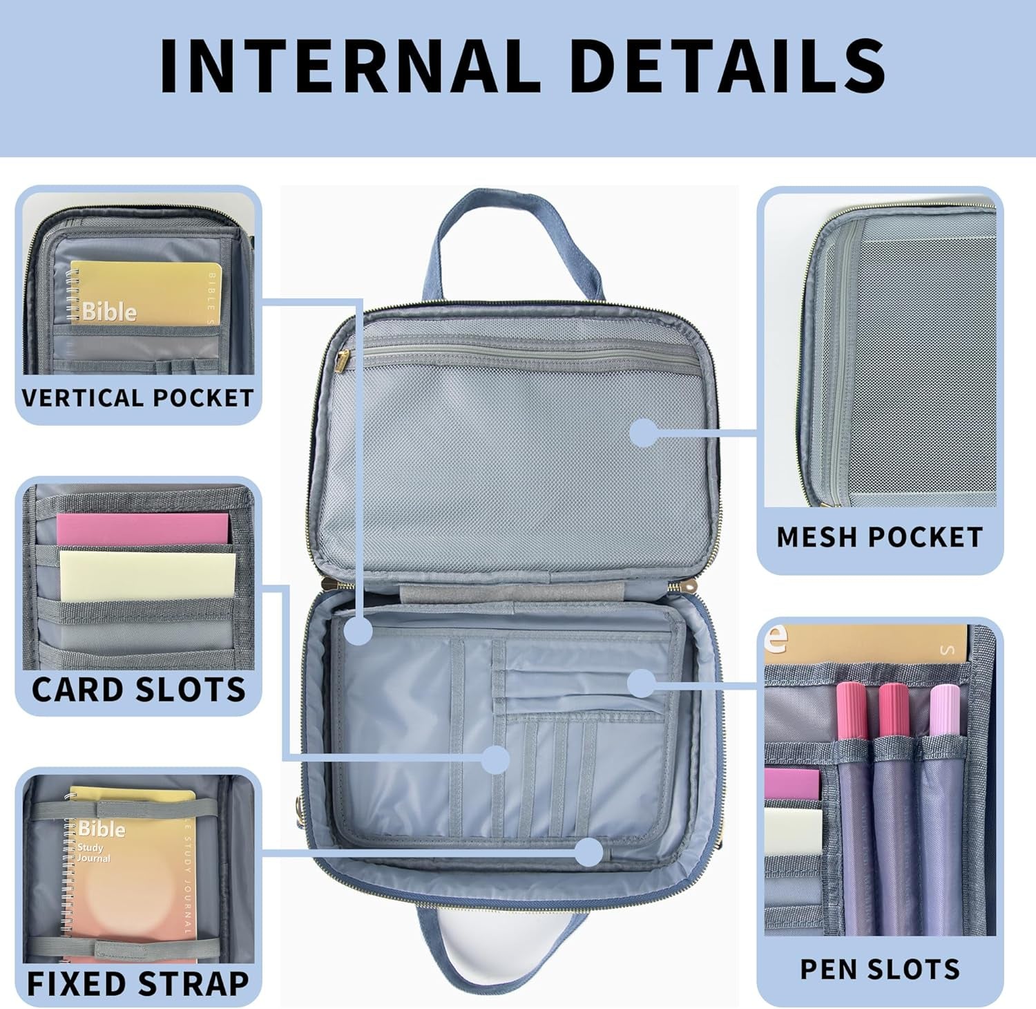 Elegant Bible Cover with Study Journaling Kit for Women, Featuring Shoulder Strap and Zip Storage Pocket, Perfect Gift for Bible Enthusiasts