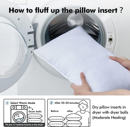 16X16 down Alternative Pillow Insert Decorative Throw Pillow 16 X 16 Inch Body Bed Sleeping Ultra Soft Fluffy Form for Sofa Couch Bed