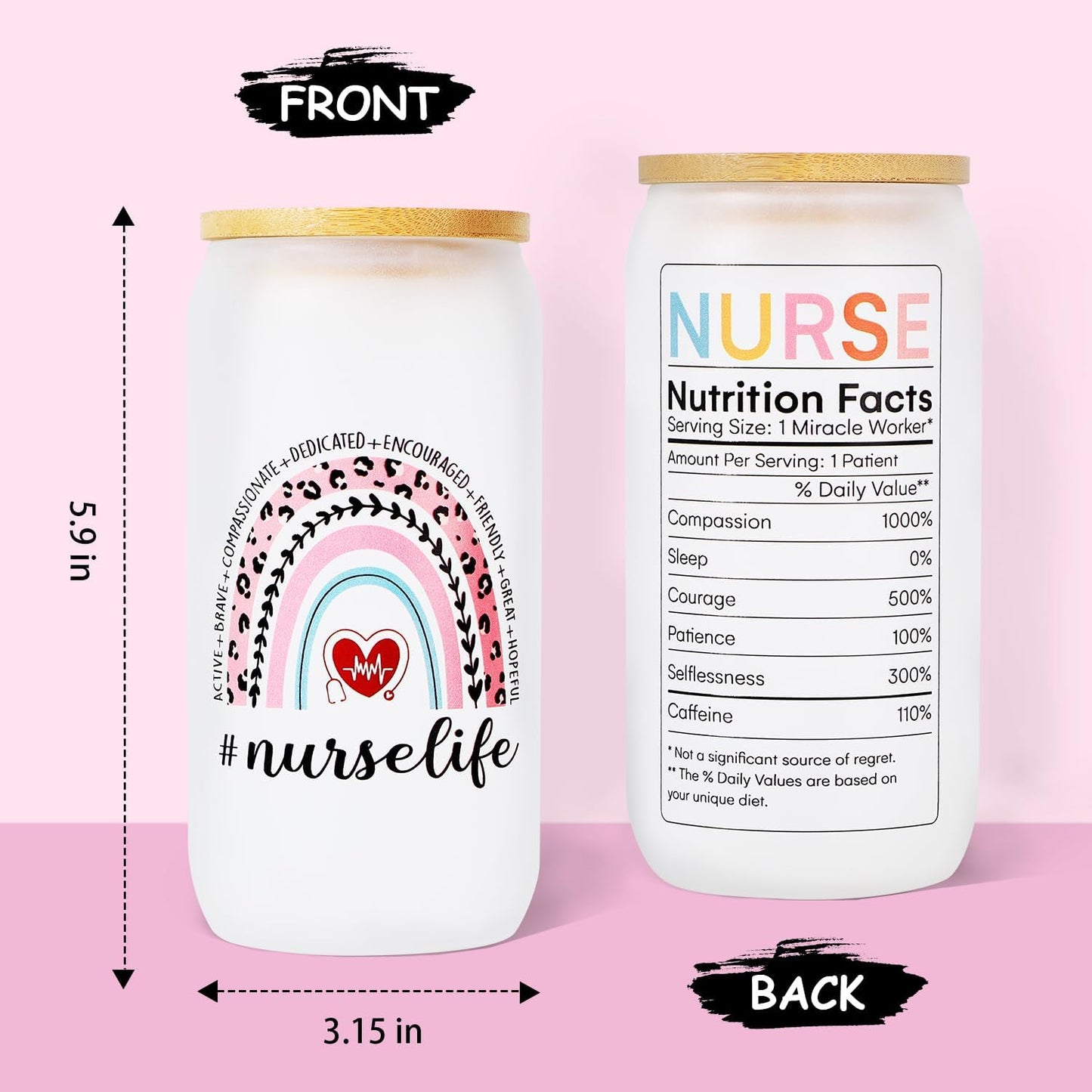 Nurse Gifts for Women, Nurse Appreciation Gifts, Nurses Week Gifts, Nurse Gifts, New Nurse Gifts, Thank You Gift for Nursing Graduation Birthday Gifts - 16 Oz Glass Cup Gift Baskets