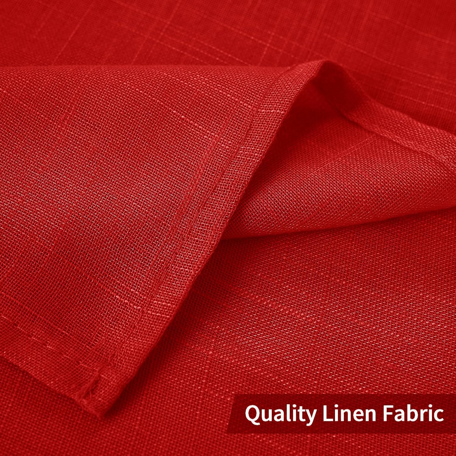 2 Panels Natural Linen Sheer Window Curtains Elegant Red Drapes Grommet Top Window Voile Drapes Linen Textured Panels for Bedroom Living Room (52X90 Inch)