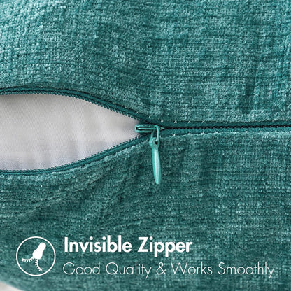 Set of 2 Chenille Pillow Covers Teal Bundle Set of 2 Plush Faux Wool Pillow Covers Sage Green 18X18 Inch
