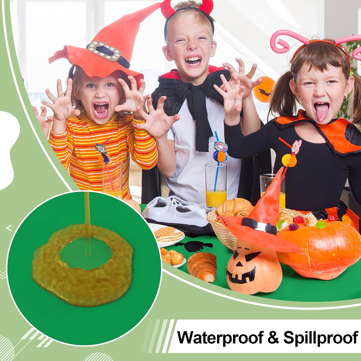 4 Packs Disposable Plastic Table Cloth, 84" round Waterproof Tablecloth, Leakproof & Sturdy Decorative Table Covers for Picnic, Party and Outdoor, Green