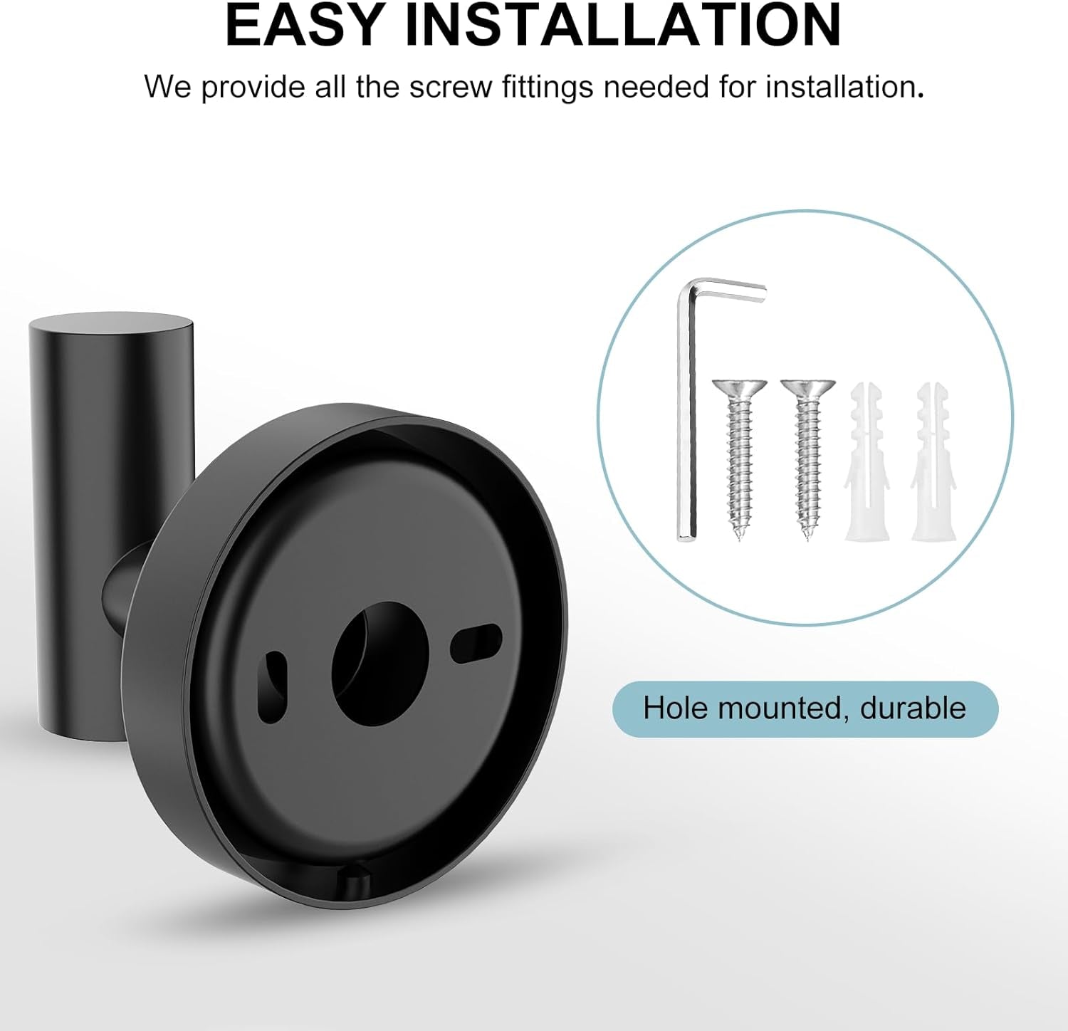Towel Holder for Bathroom Wall Matte Black Towel Ring & 4 Packs Towel Hooks for Bathrooms 304 Stainless Steel Bathroom Shower Towel Hook