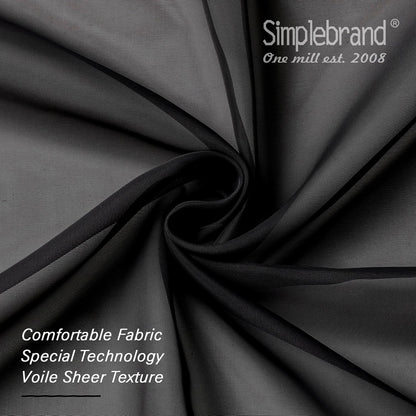 Black Sheer Curtains 63 Inch Length 2 Panels, Rod Pocket Solid Color Window Sheer Curtain Panels, Elegant Curtains & Drapes for Living Room, Bedroom 2 Panels (Black, 42" W X 63" L)