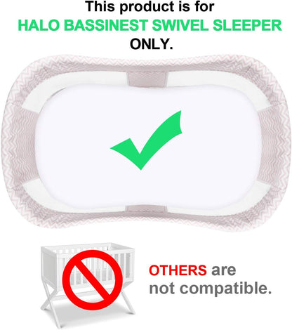Bassinet Mattress Cover Compatible with Halo Bassinest Swivel Sleeper Bassinet Mattress Only, Waterproof and Soft White