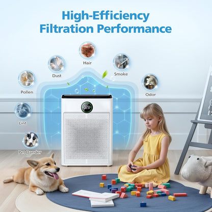 2 Pack PR1 Replacement Filter for Mooka Mode PR1 Air Purifier, H13 True HEPA Filter for Home Large Room up to 2200Sq.Ft, Includes 4Pcs Washable Pre Filter Removes Pollen Dander Smoke Pet Hair Dust