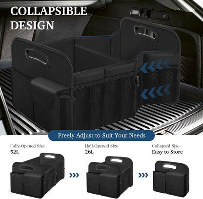 Car Trunk Organizer with Large Capacity Waterproof Car Accessories for Women & Men, Collapsible Trunk Organizer for Suv/Jeep/Sedan (Black, Standard)