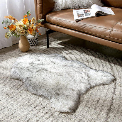 Fluffy Rug Soft Shaggy Faux Fur Area Rug Luxury Plush Sheepskin Carpet for Bedroom Living Room Sofa Chair 2 X 3 Feet, Gradient Grey