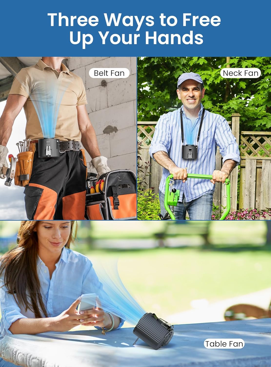 Latest Portable Waist Fan with LED Display, Personal Cool Clip Fan with 5 Speeds, 11000 RPM Strong Airflow, Undershirt Clip with 21H Working Time, Wearable Belt Design for Outdoor Jobsite Farm