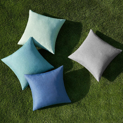 Pack of 4 Decorative Outdoor Throw Pillow Covers Linen Waterproof Pillow Covers Farmhouse Cushion Cases for Patio Garden Tent Balcony Couch Sofa 18X18 Inch Blue