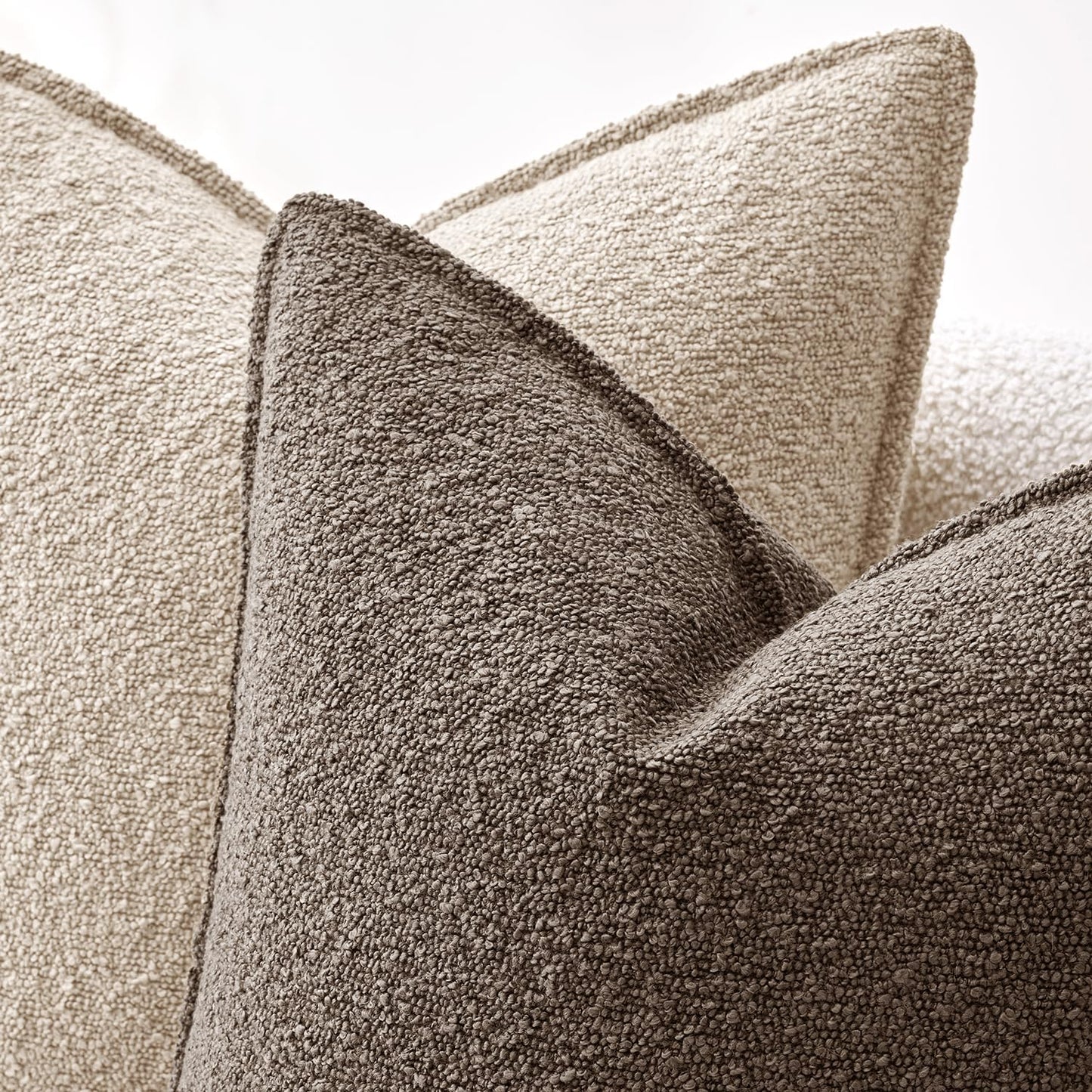 Pack of 2 Decorative Textured Boucle Throw Pillow Covers 12X20 Inch Dark Brown Broadside Thick Boho Lumbar Pillows for Farmhouse Accents Sofa Couch Bedroom Living Room Home Decor