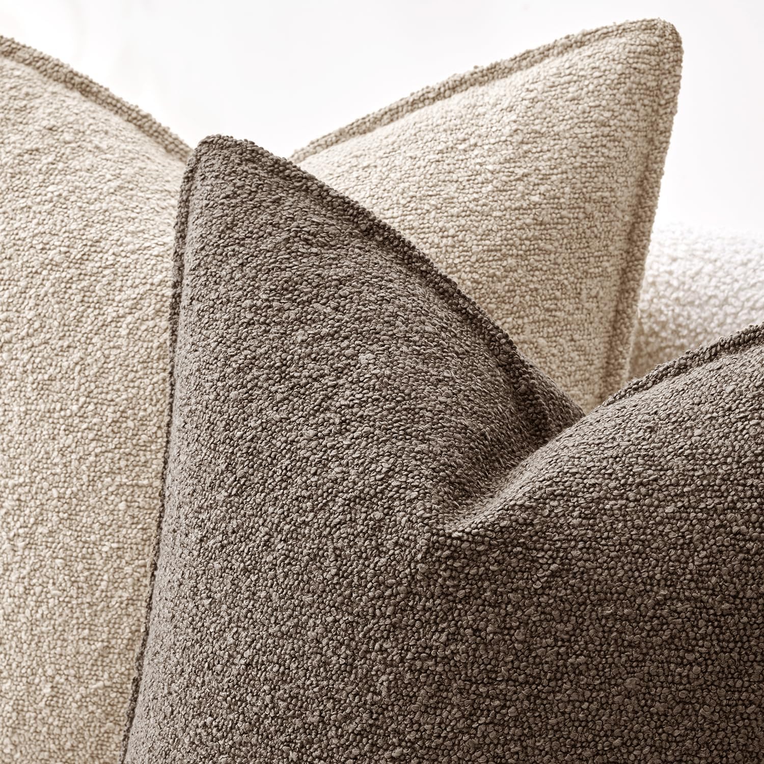 Pack of 2 Decorative Textured Boucle Throw Pillow Covers 12X20 Inch Dark Brown Broadside Thick Boho Lumbar Pillows for Farmhouse Accents Sofa Couch Bedroom Living Room Home Decor