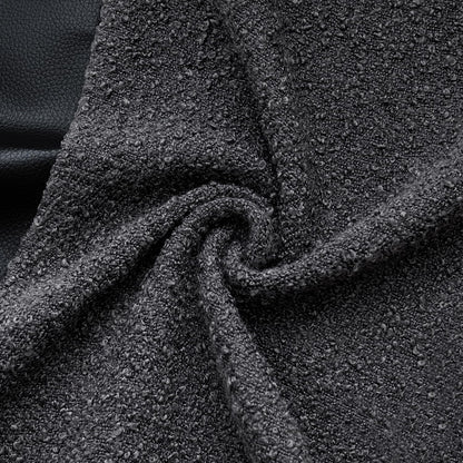 Boucle Throw Pillow Covers 18X18 Inch Set of 2 Black Faux Leather Textured Decorative Pillow Cases Boho Farmhouse Accents Cushion Covers for Couch Bed Livingroom Home Decor